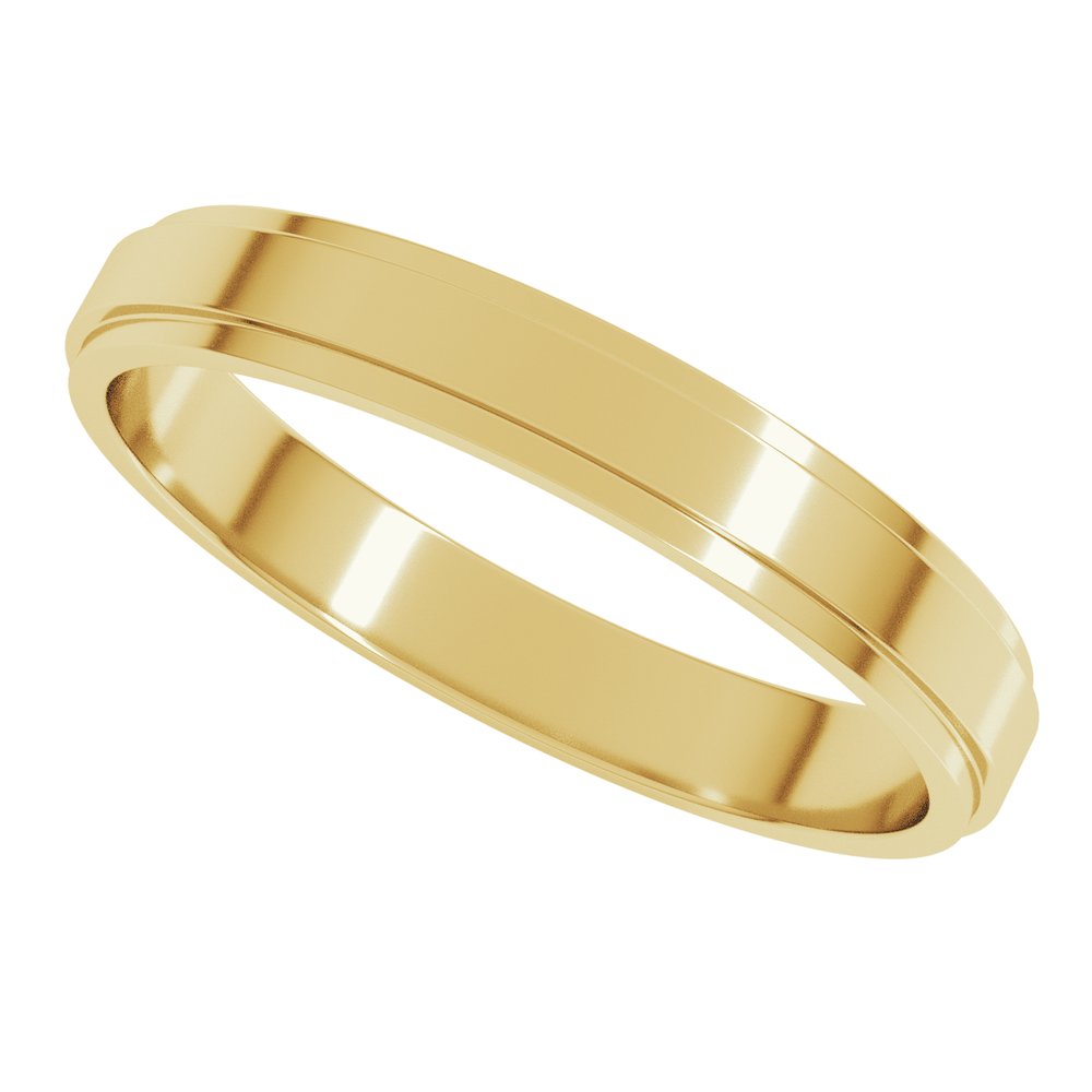 10K Yellow Gold 3 mm Stepped-Edge Flat Band Size 7