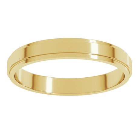 10K Yellow Gold 3 mm Stepped-Edge Flat Band Size 7