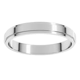 14K White Gold 3 mm Stepped-Edge Flat Band Size 8.5