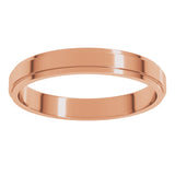14K Rose Gold 3 mm Stepped-Edge Flat Band Size 4