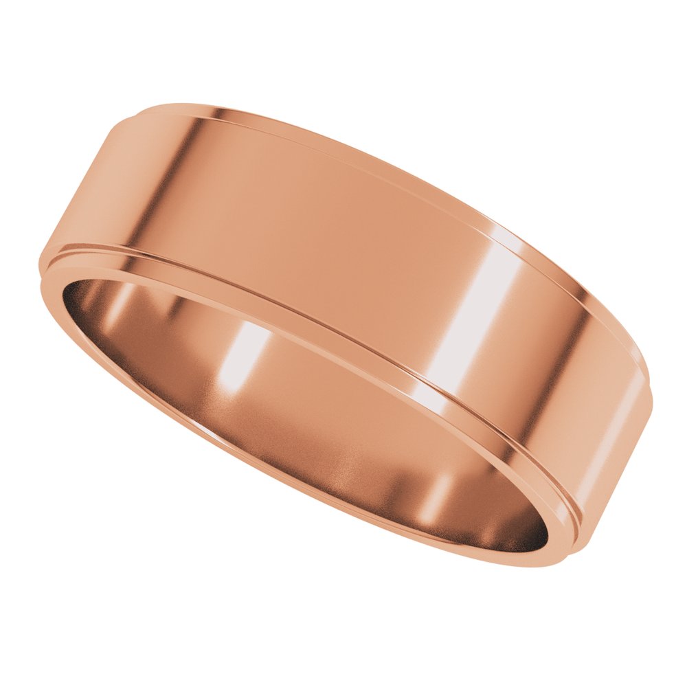 14K Rose Gold 6 mm Stepped-Edge Flat Band Size 11