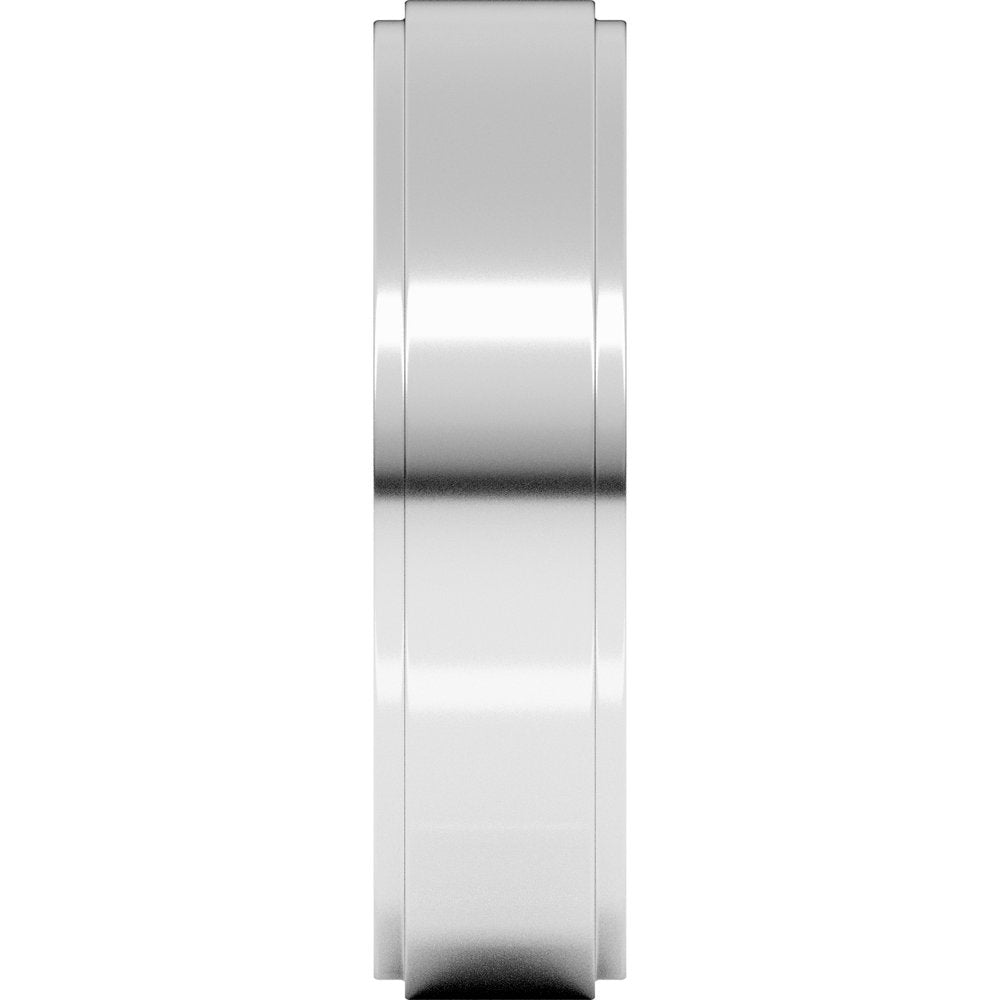 18K White Gold 5 mm Stepped-Edge Flat Band Size 10