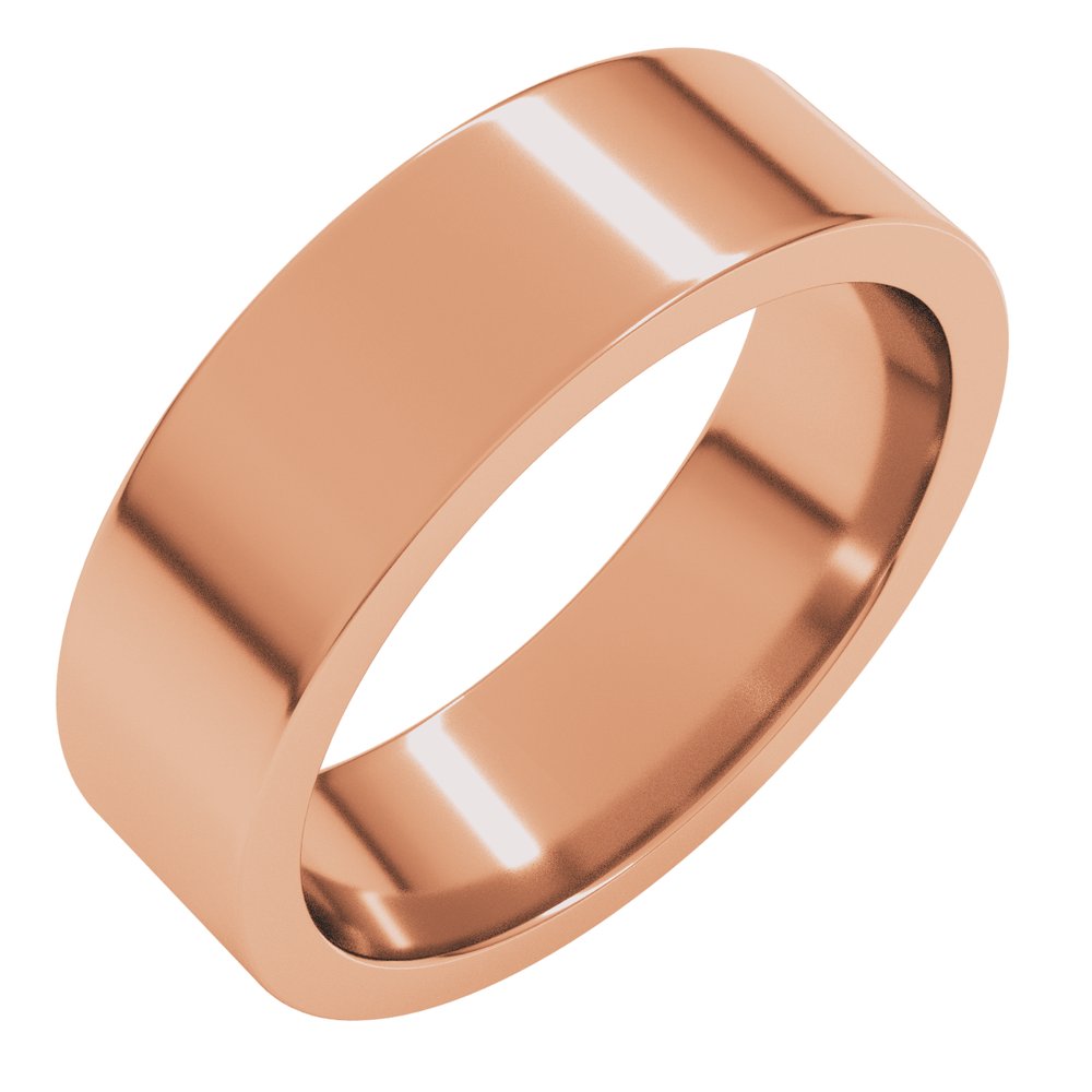 18K Rose 6 mm Comfort-Fit Flat Band Size 10.5