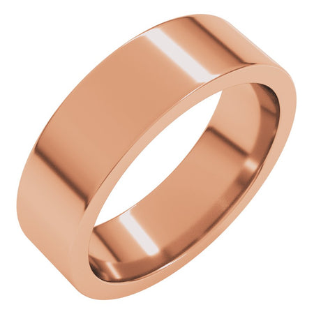 18K Rose 6 mm Comfort-Fit Flat Band Size 10.5