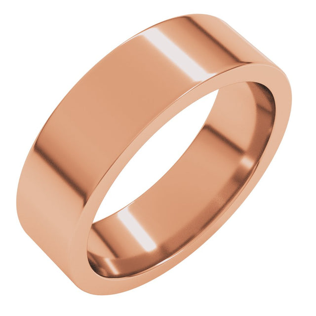 18K Rose 6 mm Comfort-Fit Flat Band Size 10.5