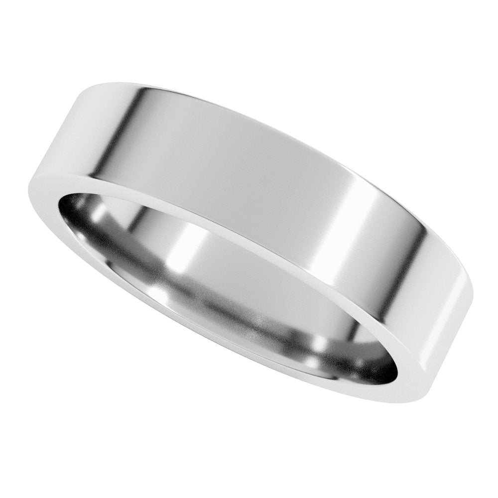 10K White Gold 5 mm Comfort-Fit Flat Band Size 6.5