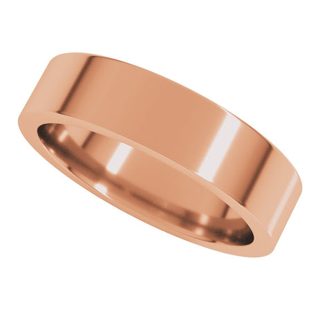 14K Rose 5 mm Flat Comfort Fit Band