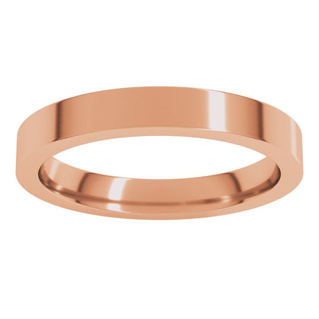 14K Rose 3 mm Comfort-Fit Flat Band