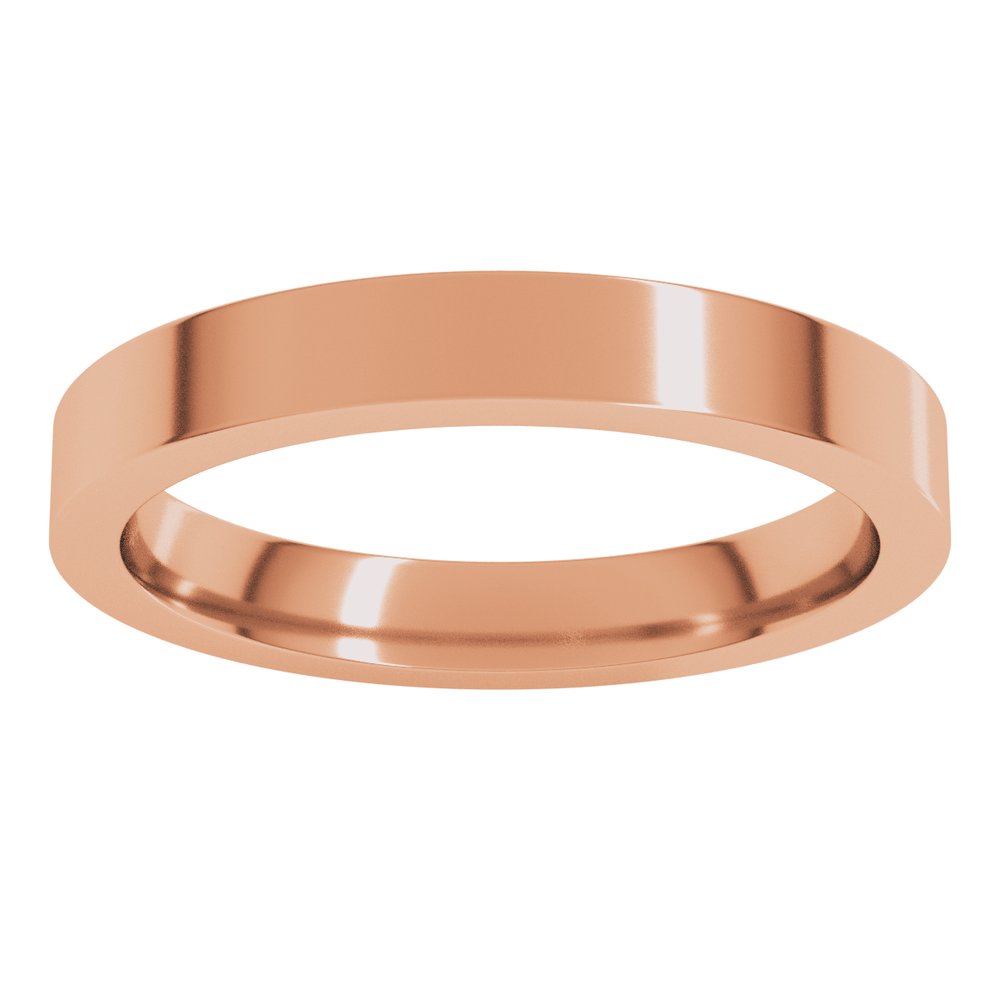 14K Rose Gold 3 mm Comfort-Fit Flat Band Size 4
