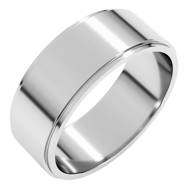 10K White Gold 7 mm Stepped-Edge Flat Band Size 11.5