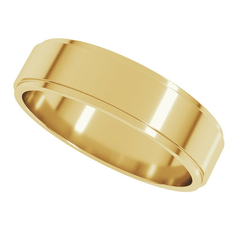 10K Yellow Gold 5 mm Stepped-Edge Flat Band Size 9