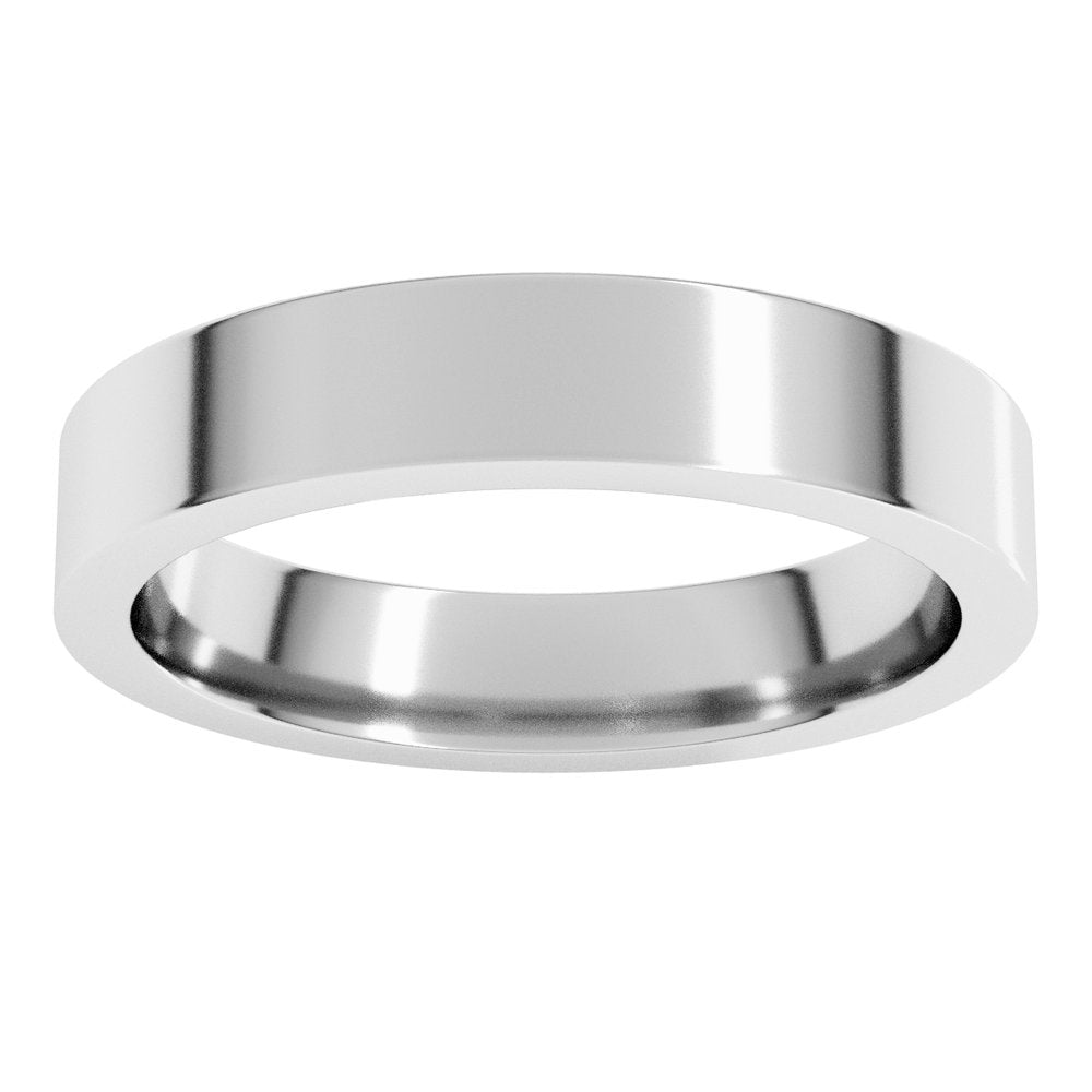 10K White Gold 4 mm Comfort-Fit Flat Band Size 5