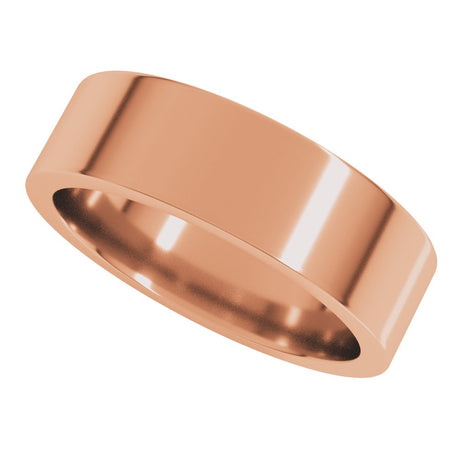 18K Rose 6 mm Comfort-Fit Flat Band Size 10.5