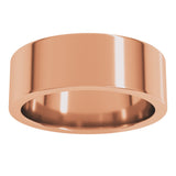14K Rose Gold 7 mm Comfort-Fit Flat Band Size 8