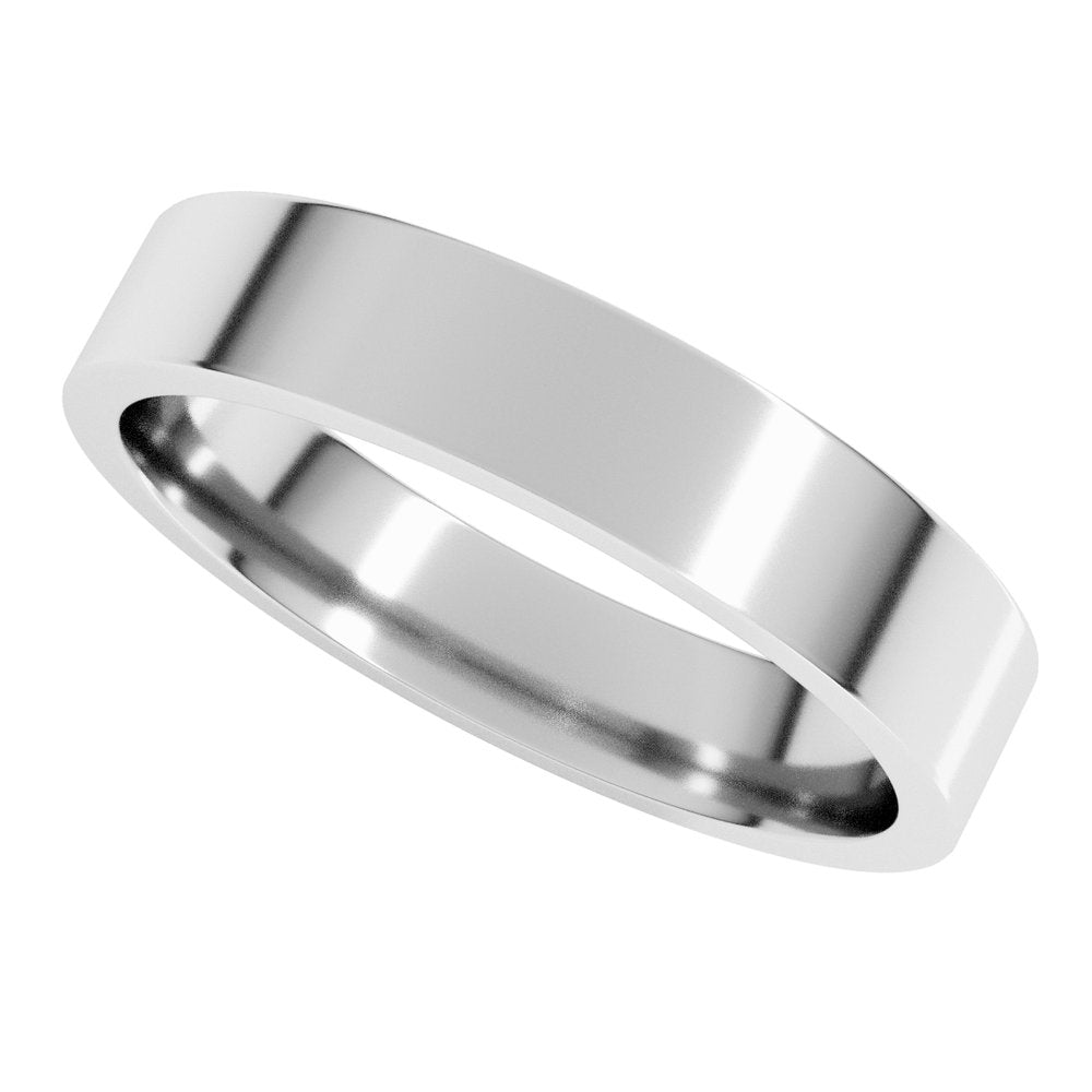 14K White Gold 4 mm Lightweight Comfort-Fit Flat Band Size 5