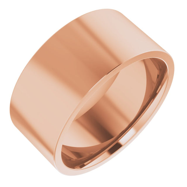 14K Rose 9 mm Lightweight Comfort-Fit Flat Band Size 6.5