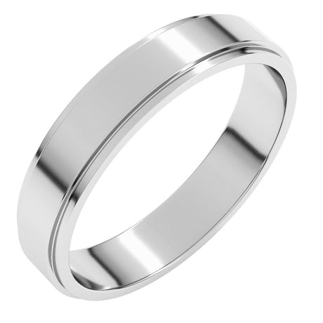 Sterling Silver 4 mm Stepped-Edge Flat Band Size 11