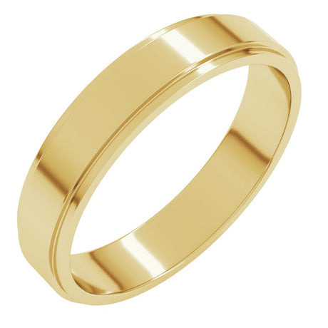 10K Yellow Gold 4 mm Stepped-Edge Flat Band Size 9