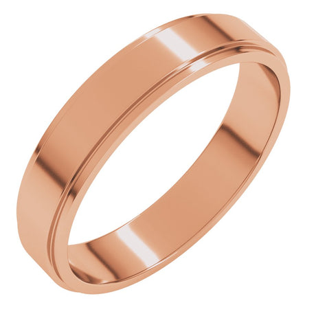 10K Rose Gold 4 mm Stepped-Edge Flat Band Size 9