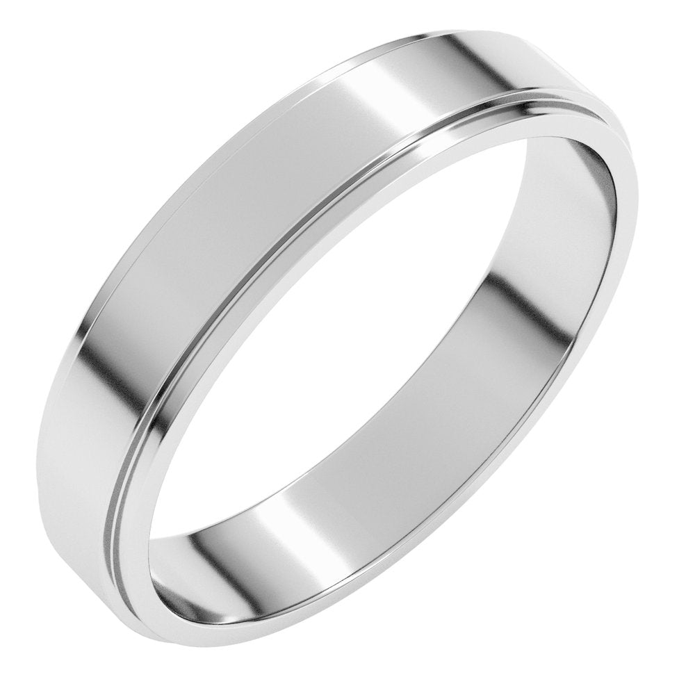 14K White Gold 4 mm Stepped-Edge Flat Band Size 5.5