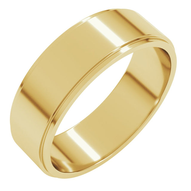10K Yellow Gold 6 mm Stepped-Edge Flat Band Size 8