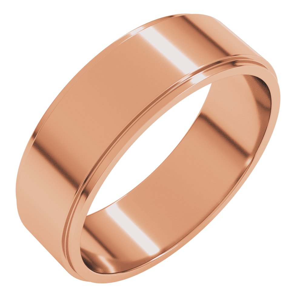 14K Rose Gold 6 mm Stepped-Edge Flat Band Size 11