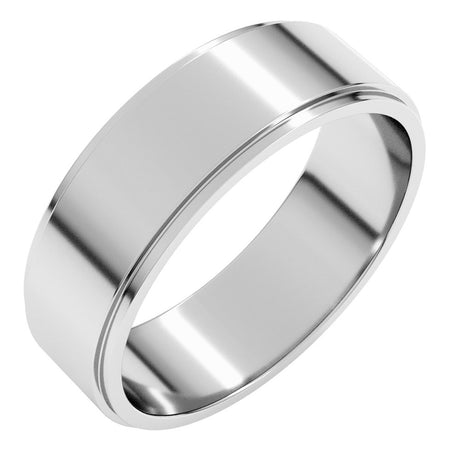 10K White Gold 6 mm Stepped-Edge Flat Band Size 8