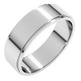 18K White 6 mm Stepped-Edge Flat Band Size 8.5