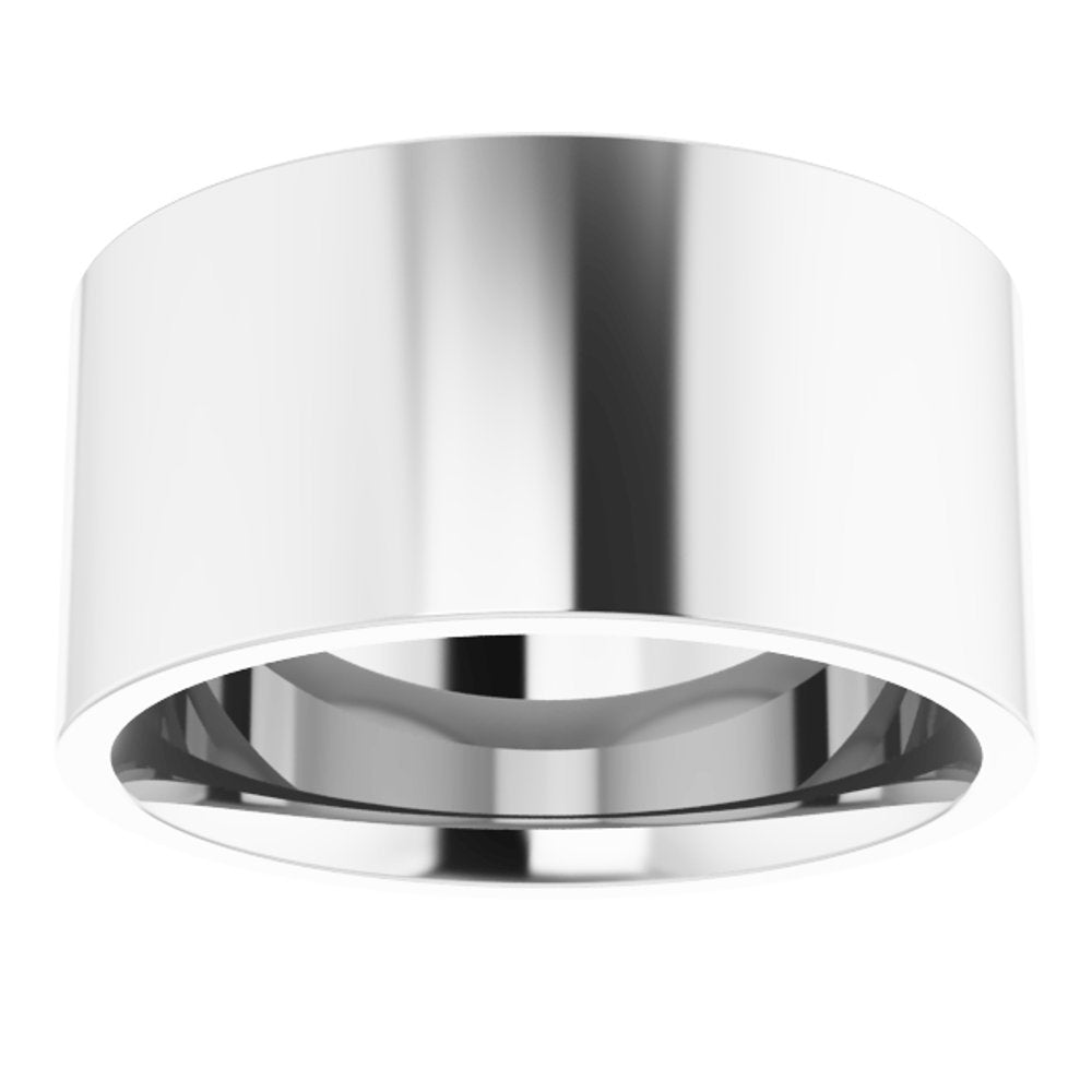 14K White Gold 10 mm Lightweight Comfort-Fit Flat Band Size 6.5