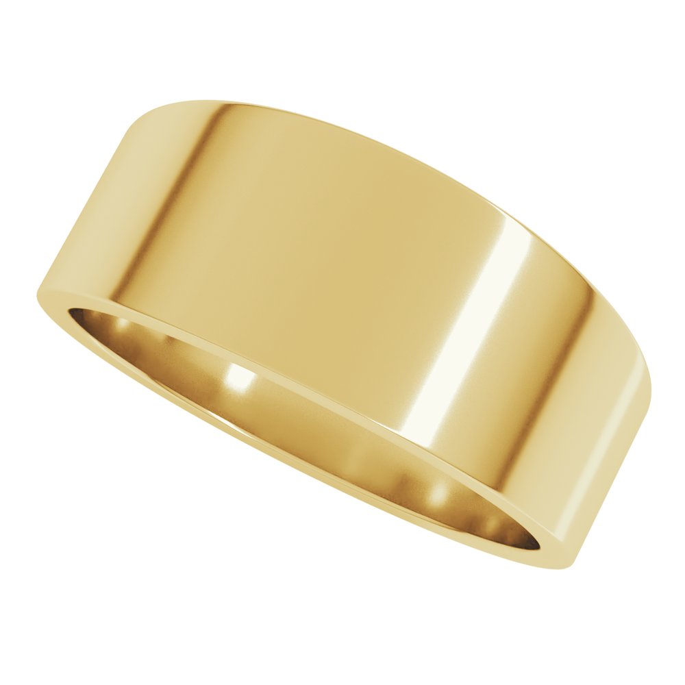 14K Yellow 8 mm Flat Tapered Band