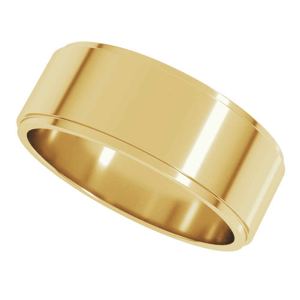 14K Yellow Gold 7 mm Stepped-Edge Flat Band Size 7.5