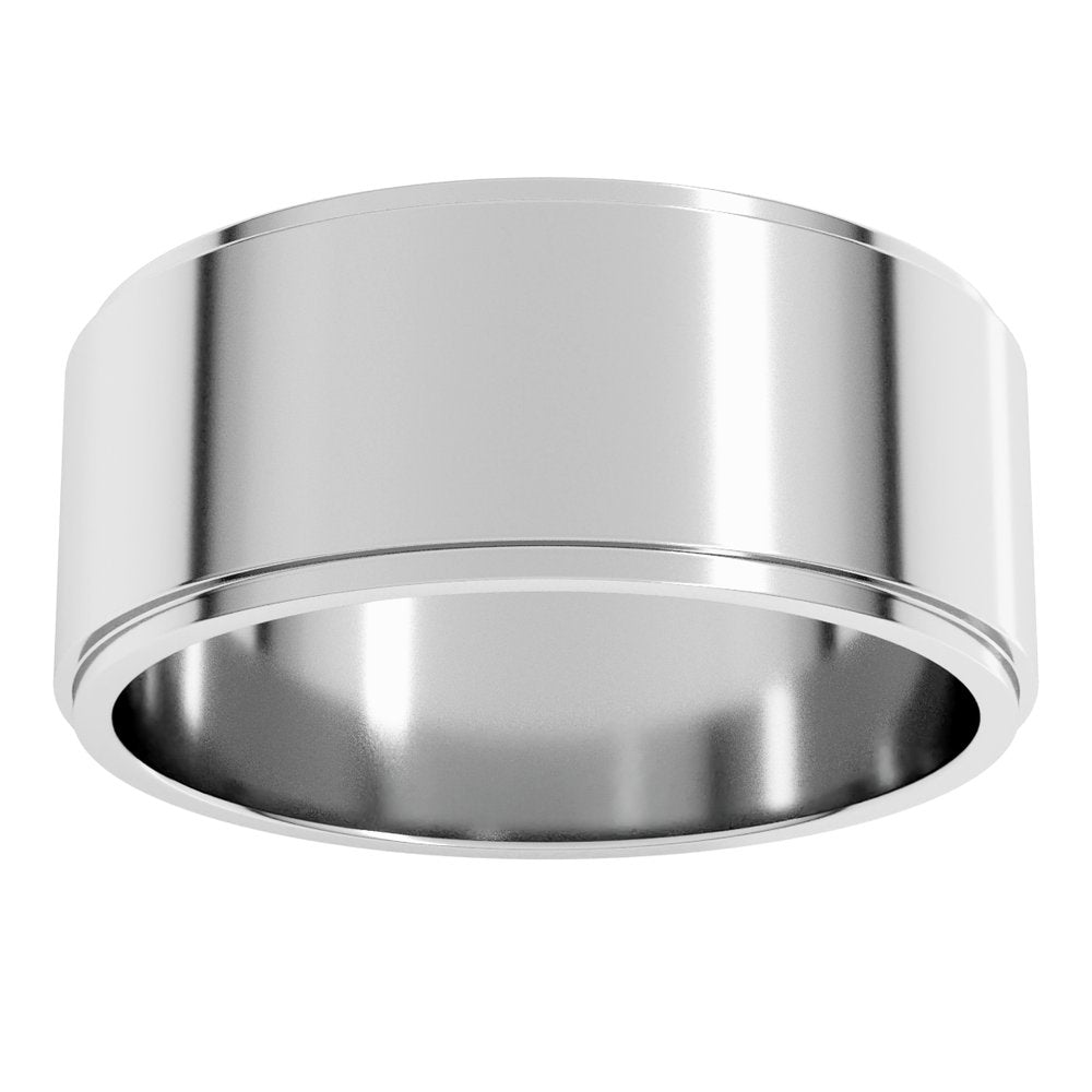 10K White Gold 8 mm Stepped-Edge Flat Band Size 7.5