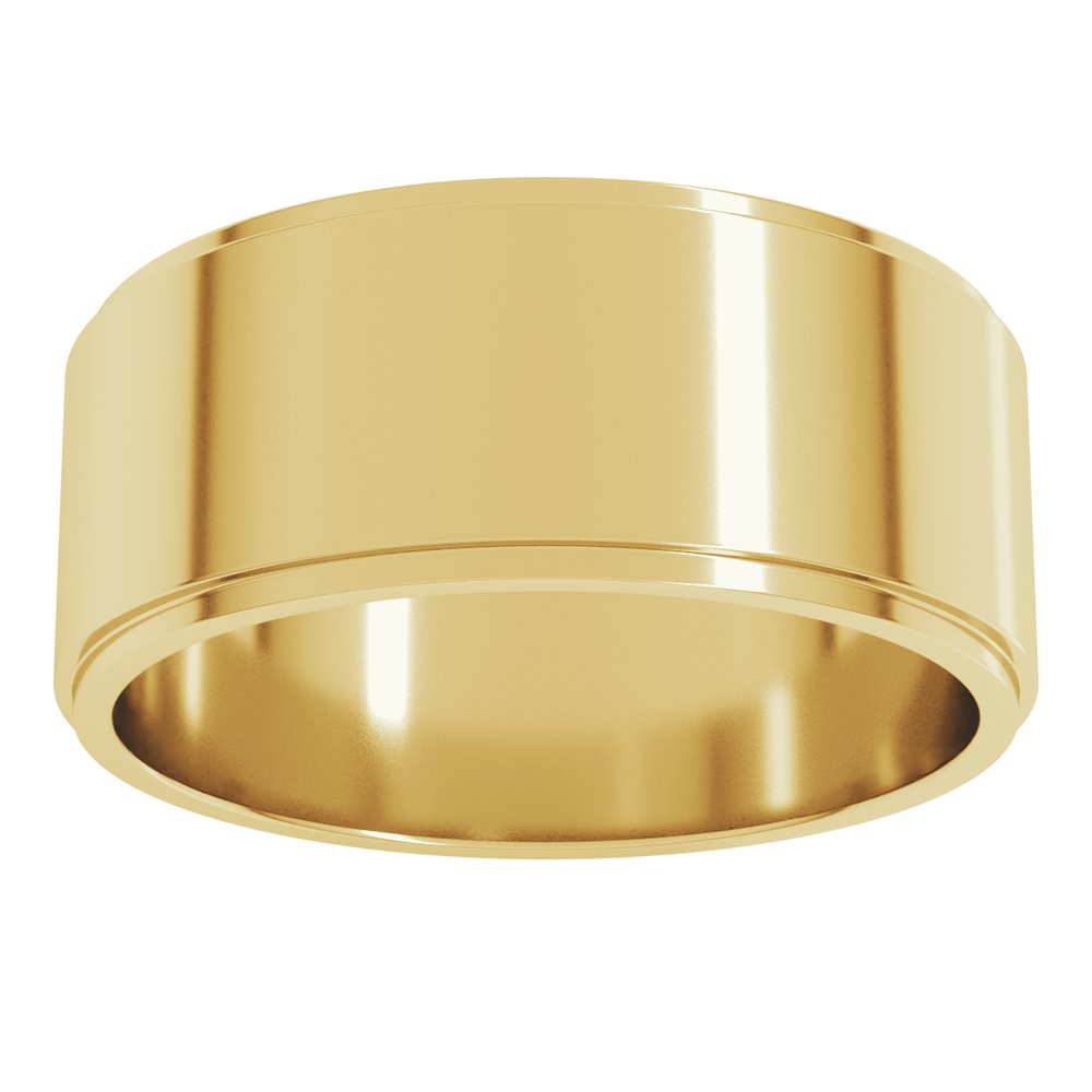 14K Yellow Gold 8 mm Stepped-Edge Flat Band Size 10