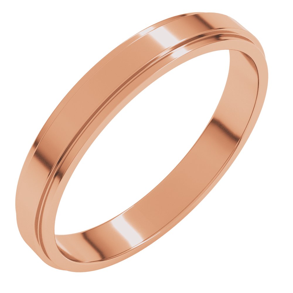 14K Rose Gold 3 mm Stepped-Edge Flat Band Size 4