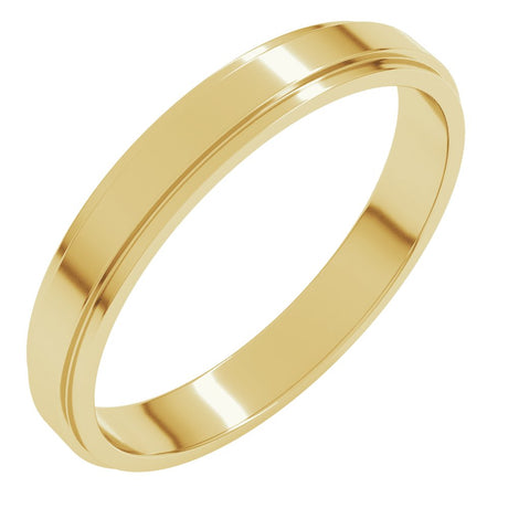 14K Yellow 3 mm Stepped-Edge Flat Band Size 8.5