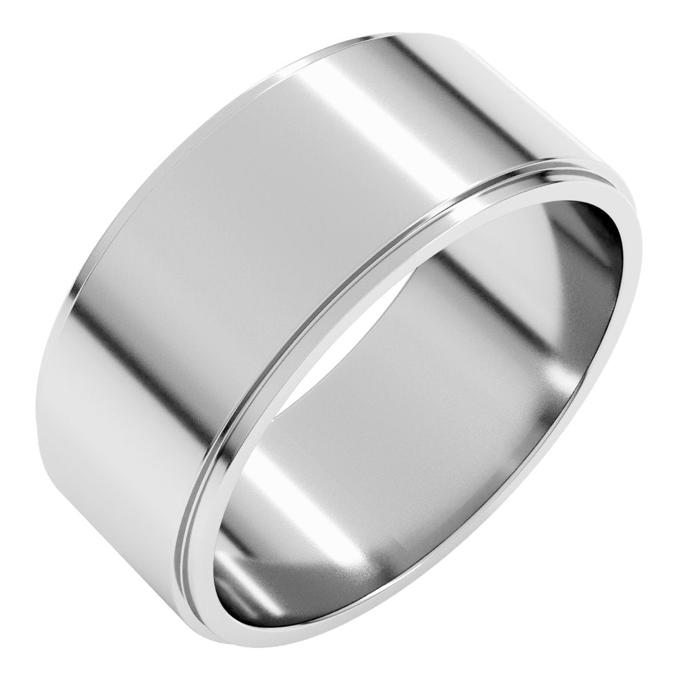 10K White Gold 8 mm Stepped-Edge Flat Band Size 8