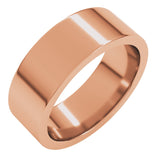 18K Rose Gold 7 mm Comfort-Fit Flat Band Size 8