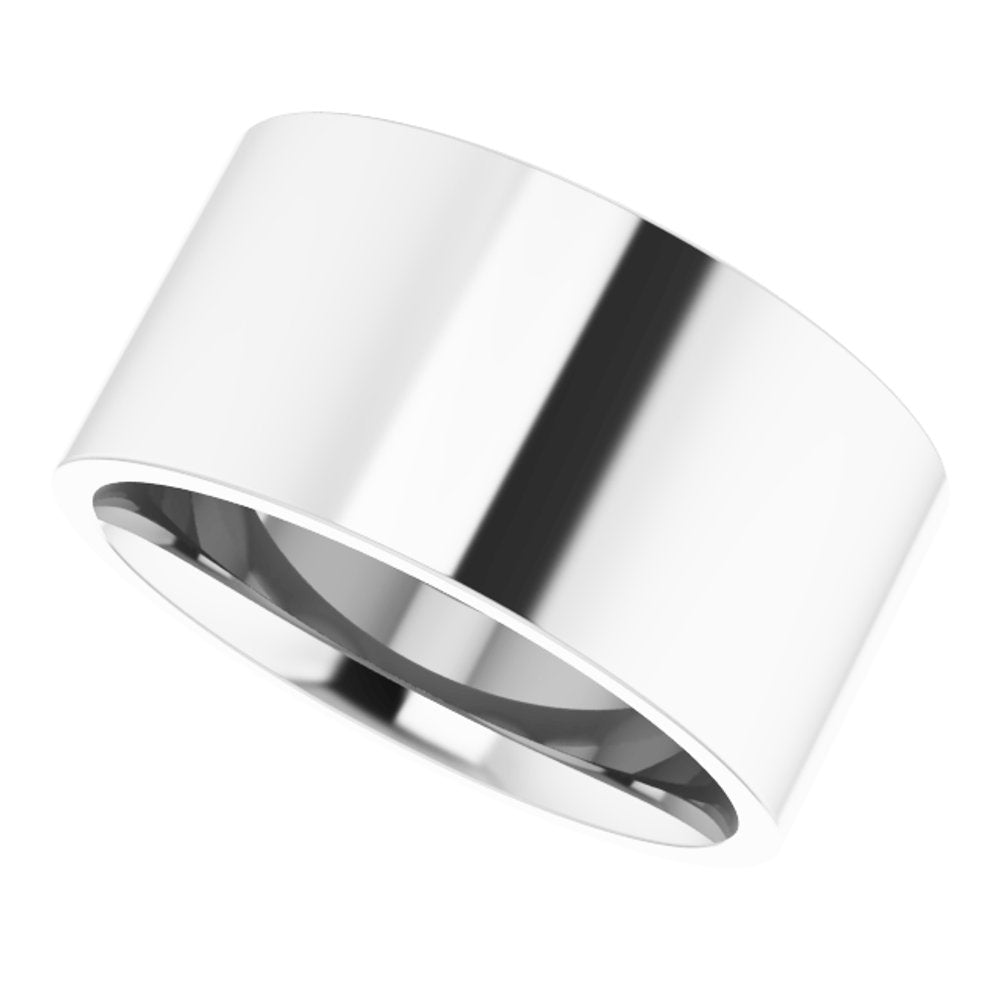 14K White Gold 10 mm Lightweight Comfort-Fit Flat Band Size 6.5