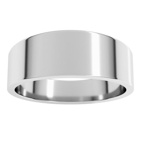 14K White 7 mm Flat Tapered Band