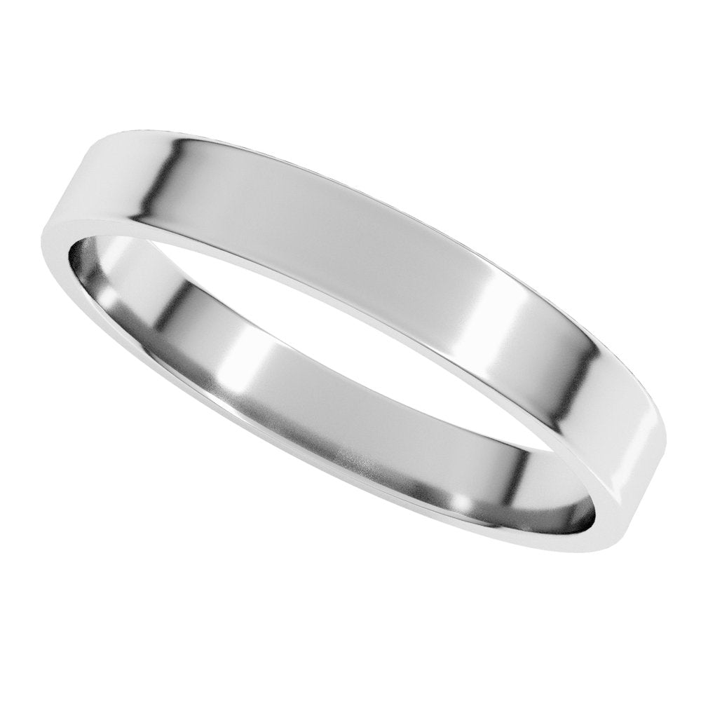 14K White Gold 3 mm Ultra-Lightweight Flat Band Size 6.5