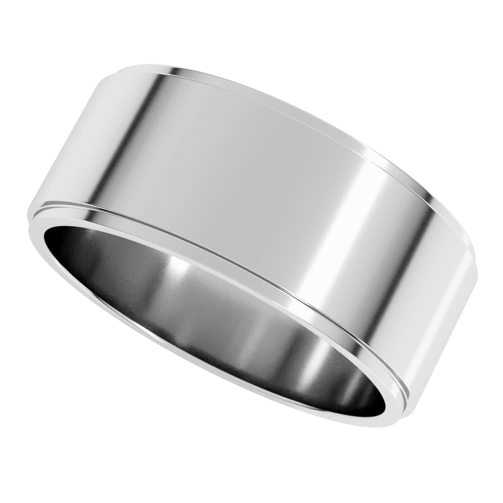 10K White Gold 8 mm Stepped-Edge Flat Band Size 7.5