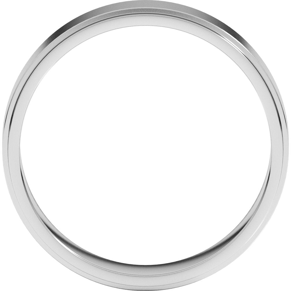 18K White Gold 5 mm Stepped-Edge Flat Band Size 10