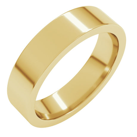 10K Yellow Gold 5 mm Comfort-Fit Flat Band Size 7