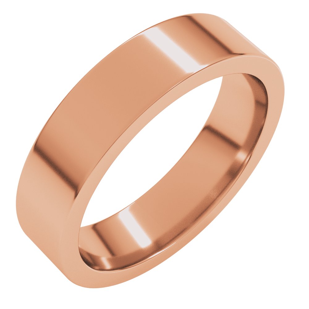 10K Rose Gold 5 mm Comfort-Fit Flat Band Size 15.5
