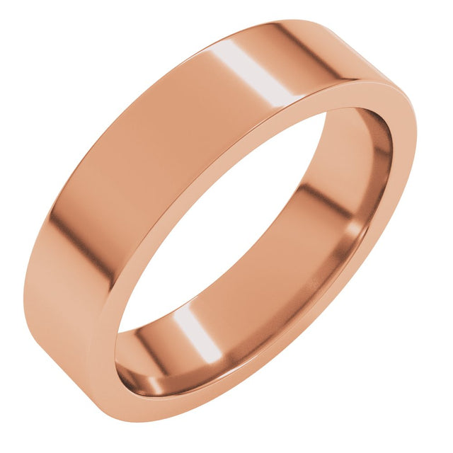 10K Rose Gold 5 mm Comfort-Fit Flat Band Size 15.5