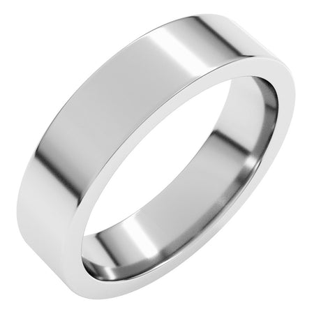 10K White Gold 5 mm Comfort-Fit Flat Band Size 6.5