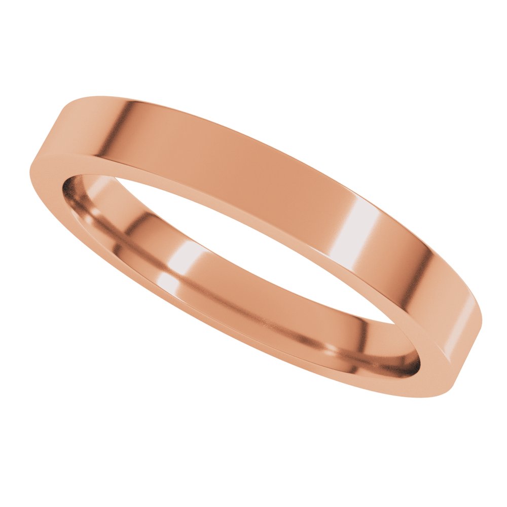 14K Rose Gold 3 mm Comfort-Fit Flat Band Size 4