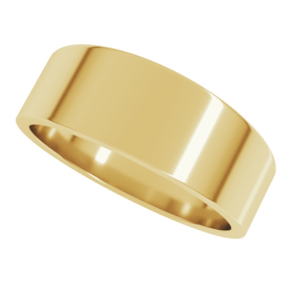 14K Yellow Gold 7 mm Tapered Flat Band Size 6