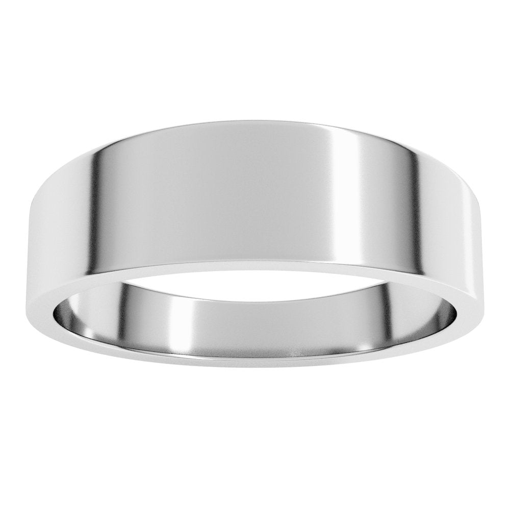 14K White Gold 6 mm Tapered Flat Band Size 7.5