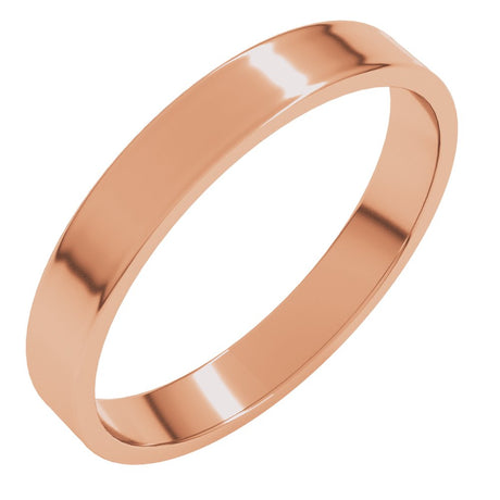 10K Rose 3 mm Flat Ultra-Light Band Size 8